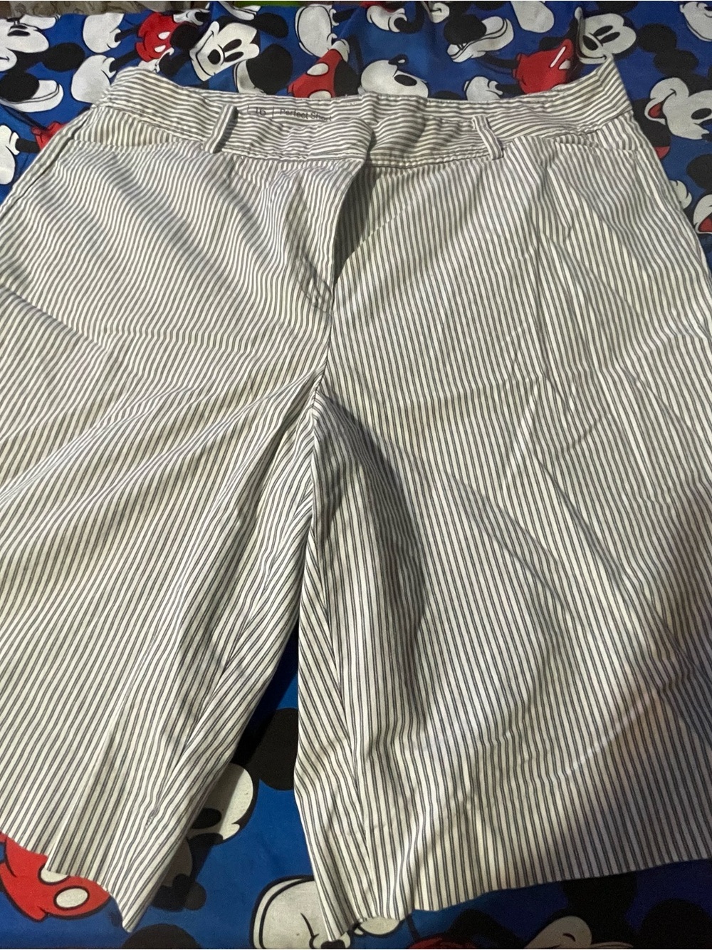 Talbots White and Navy Pinstripe Bermuda Shorts